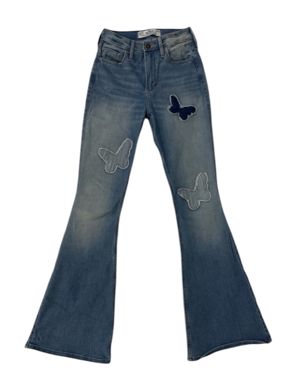 Hollister Light Blue Butterfly Patch Flare Jeans